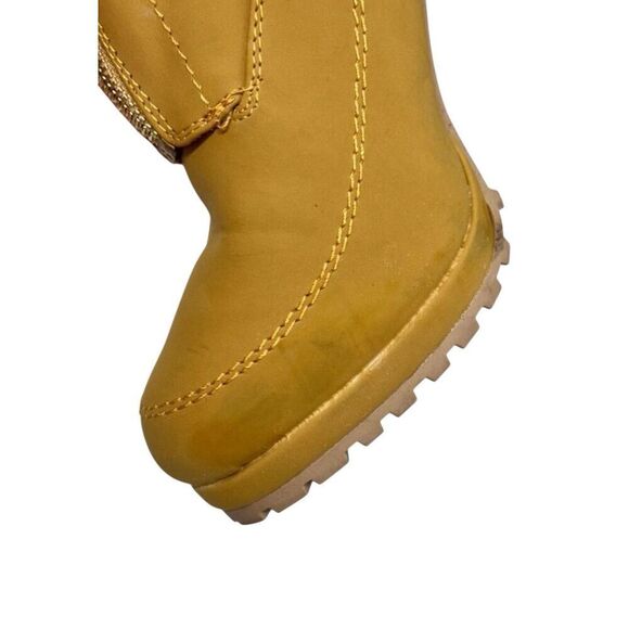 DKNY Booties Size 7.5 Gold Tone Chunky Heel Platform Sole Front Zip Boots - Picture 6 of 9